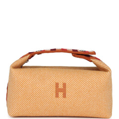 Hermes Bride A Brac Carre Case PM Fauve Merino Wool Palladium Hardware