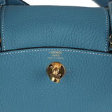 Hermes Mini Lindy Blue Jean Clemence Gold Hardware