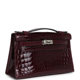 Hermes Kelly Pochette Bordeaux Shiny Niloticus Crocodile Palladium Hardware