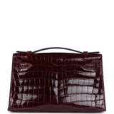 Hermes Kelly Pochette Bordeaux Shiny Niloticus Crocodile Palladium Hardware