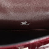 Hermes Kelly Pochette Bordeaux Shiny Niloticus Crocodile Palladium Hardware