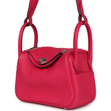 Hermes Mini Lindy Framboise Clemence Palladium Hardware