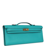 Pre-owned Hermes Kelly Cut Bleu Paon Swift Gold Hardware