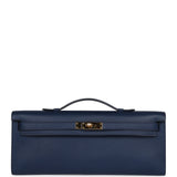 Pre-owned Hermes Kelly Cut Bleu Navy Swift Gold Hardware