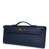 Pre-owned Hermes Kelly Cut Bleu Navy Swift Gold Hardware