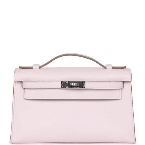 Hermes Kelly Pochette Mauve Pale Swift Palladium Hardware