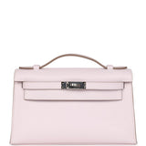 Hermes Kelly Pochette Mauve Pale Swift Palladium Hardware