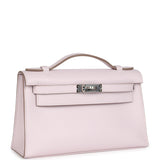 Hermes Kelly Pochette Mauve Pale Swift Palladium Hardware