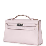 Hermes Kelly Pochette Mauve Pale Swift Palladium Hardware