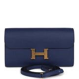 Hermes Constance Wallet To Go Bleu Saphir Epsom Gold Hardware