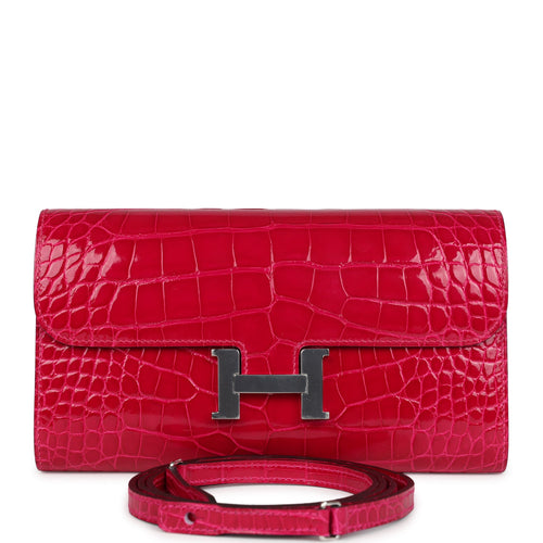 Hermes Constance Wallet To Go Rose Mexico Shiny Alligator Palladium Hardware