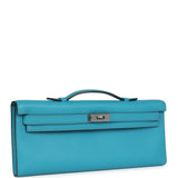 Pre-owned Hermes Kelly Cut Turquoise Swift Palladium Hardware