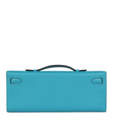 Pre-owned Hermes Kelly Cut Turquoise Swift Palladium Hardware