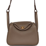 Hermes Mini Lindy Etoupe Clemence Gold Hardware