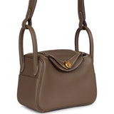 Hermes Mini Lindy Etoupe Clemence Gold Hardware