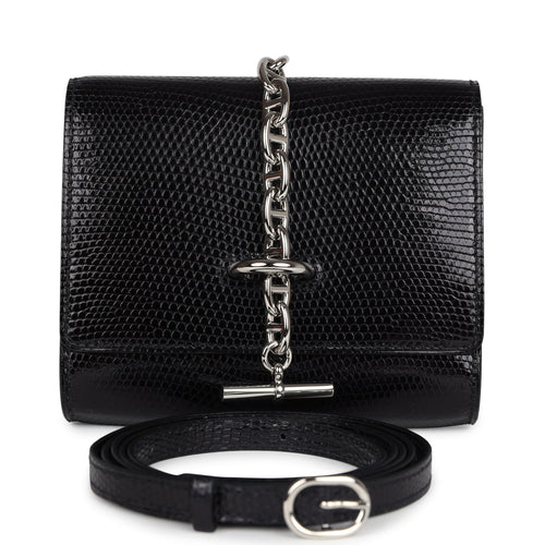 Hermes Chaine d' Ancre Wallet to Go Black Varanus Niloticus Lizard Palladium Hardware
