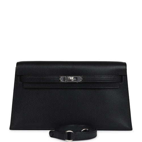 Hermes Kelly Elan Black Chevre Chamkila Palladium Hardware