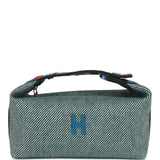 Hermes Bride-A-Brac Au Carre Case PM Vert Foret H Natte Canvas and Wool Palladium Hardware