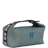 Hermes Bride-A-Brac Au Carre Case PM Vert Foret H Natte Canvas and Wool Palladium Hardware