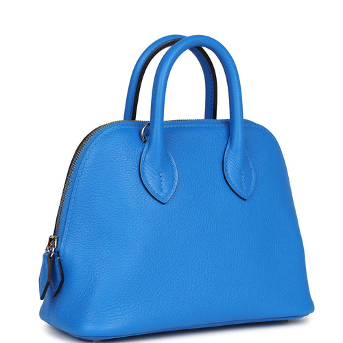 Hermes 1923 Bolide Mini Bleu France Evercolor Palladium Hardware
