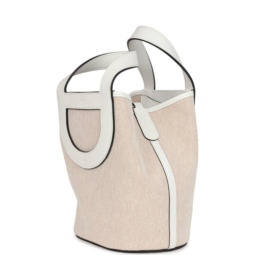 Hermes In-The-Loop 18 New White Swift and Beige Toile H Canvas Palladium Hardware