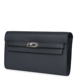 Hermes Kelly Wallet To Go Gris Misty Evercolor Palladium Hardware