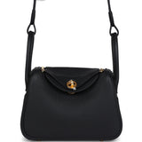 Hermes Mini Lindy Black Clemence Gold Hardware