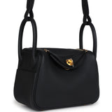 Hermes Mini Lindy Black Clemence Gold Hardware