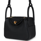 Hermes Mini Lindy Black Clemence Gold Hardware