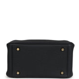 Hermes Mini Lindy Black Clemence Gold Hardware