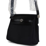 Hermes Herbag Zip 20 Mini Black Toile Militaire Canvas and Black Vache Hunter Palladium Hardware