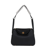 Hermes Lindy 26 Black Clemence Gold Hardware