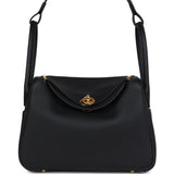 Hermes Lindy 26 Black Clemence Gold Hardware