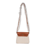 Hermes Herbag Zip 20 Mini Ecru and Beige Toile H Canvas and Fauve Vache Hunter Gold Hardware