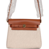 Hermes Herbag Zip 20 Mini Ecru and Beige Toile H Canvas and Fauve Vache Hunter Gold Hardware