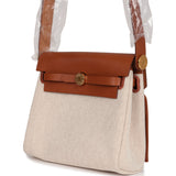 Hermes Herbag Zip 20 Mini Ecru and Beige Toile H Canvas and Fauve Vache Hunter Gold Hardware