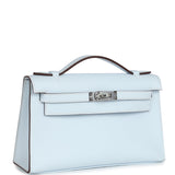 Hermes Kelly Pochette Bleu Brume Swift Palladium Hardware