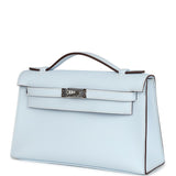 Hermes Kelly Pochette Bleu Brume Swift Palladium Hardware