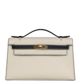 Hermes Special Order (HSS) Kelly Pochette Beton and Black Swift Gold Hardware