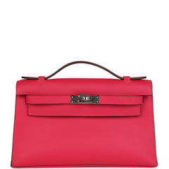 Hermes Kelly Pochette Rose Extreme Swift Palladium Hardware
