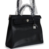 Hermes Herbag Zip PM 31 Black and Ecru Toile H Berline and Black Vache Hunter Palladium Hardware