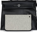 Hermes Herbag Zip PM 31 Black and Ecru Toile H Berline and Black Vache Hunter Palladium Hardware