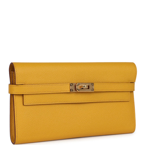 Hermes Kelly Long Wallet Jaune Ambre Epsom Gold Hardware