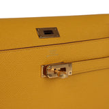 Hermes Kelly Long Wallet Jaune Ambre Epsom Gold Hardware