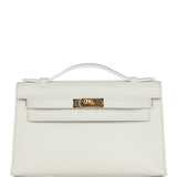 Hermes Kelly Pochette White Swift Gold Hardware