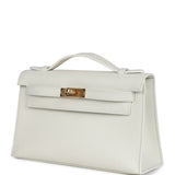 Hermes Kelly Pochette White Swift Gold Hardware