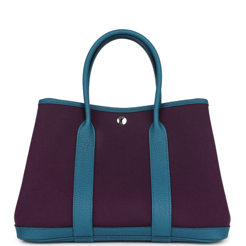 Hermes Garden Party 30 Cassis Toile H and Cobalt Negonda Palladium Hardware