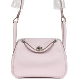 Hermes Mini Lindy Mauve Pale Verso Clemence Palladium Hardware