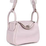 Hermes Mini Lindy Mauve Pale Verso Clemence Palladium Hardware