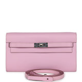 Hermes Kelly Wallet To Go Mauve Sylvestre Epsom Palladium Hardware